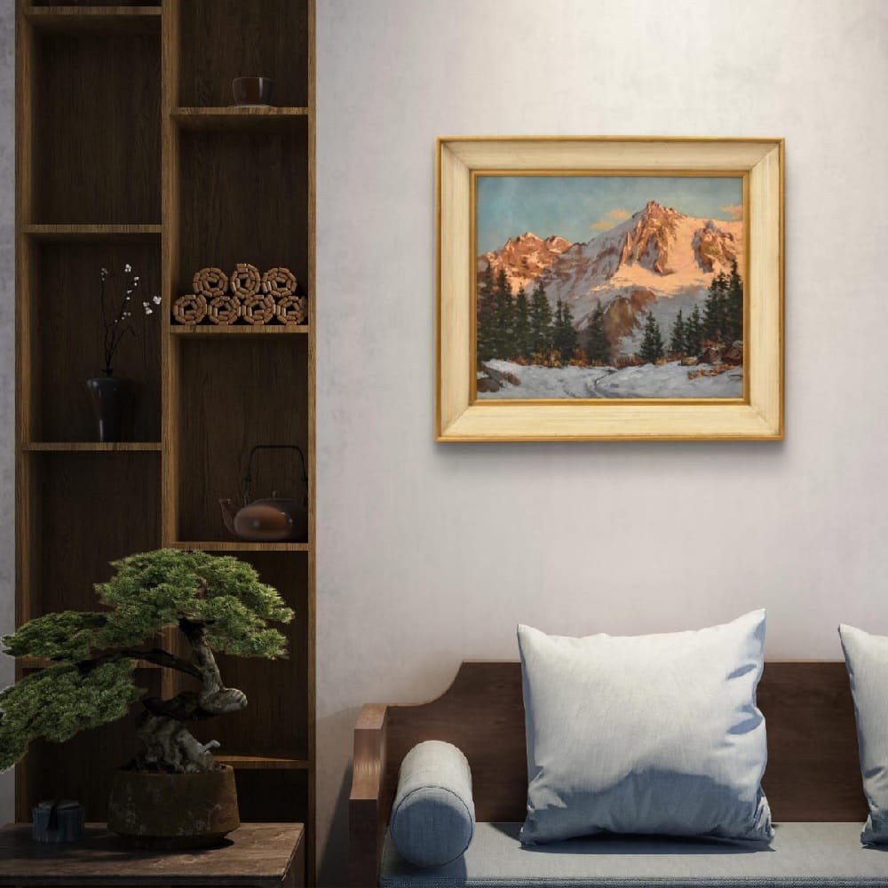 QP766 1a antique mountain landscape painting scenery snow.jpg